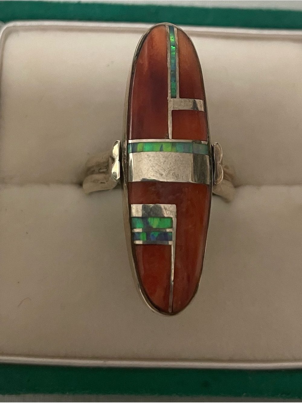 Vintage Reversible Navajo Sterling Silver Inlaid Ring